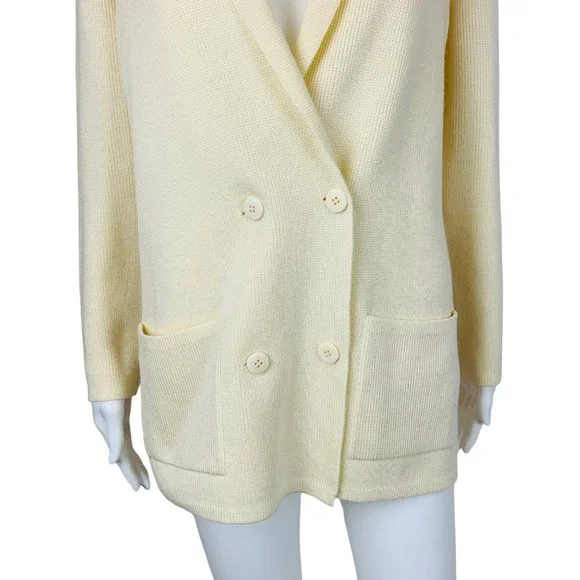 Vintage 60s Cream Long Cardigan Sweater Tunic Smoking Jacket